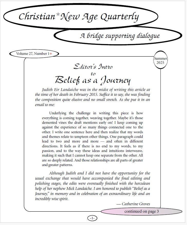 Christian*New Age Quarterly V27,N1 - PLUS