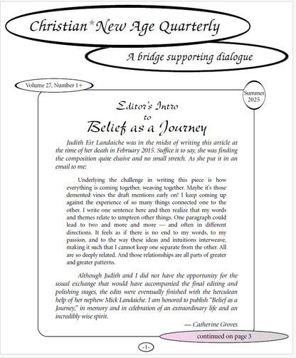 Christian*New Age Quarterly V27,N1 - PLUS