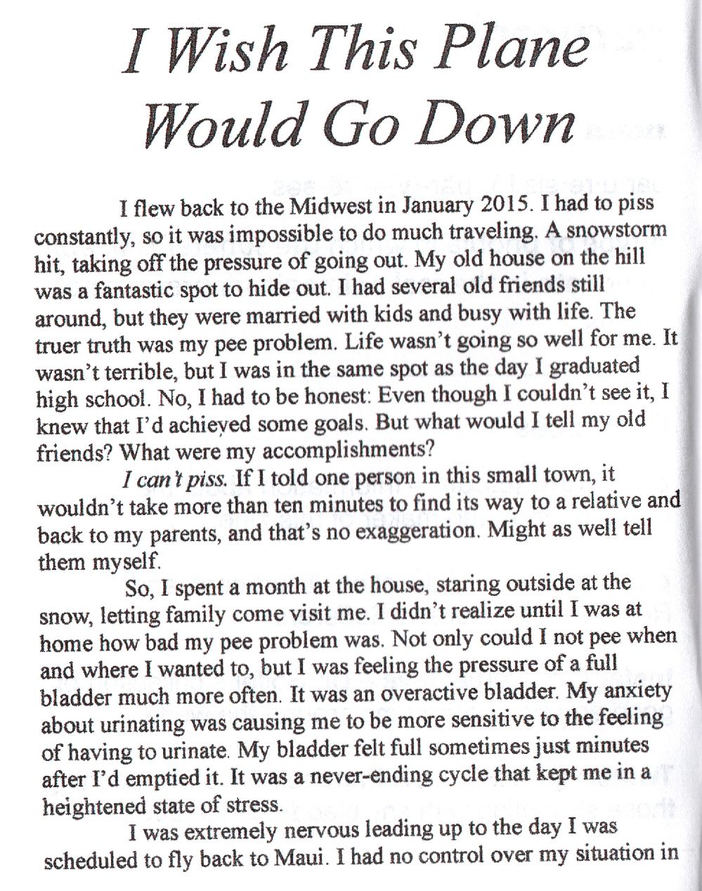 The Paruretic #3: Vacation