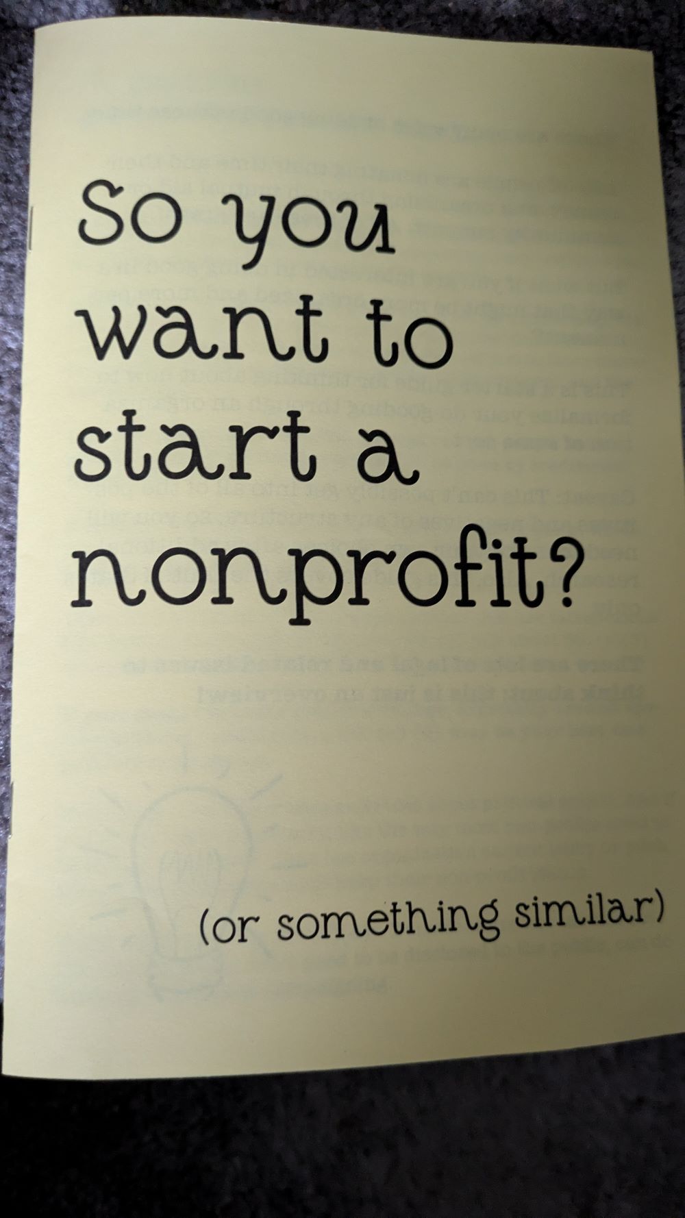 So You Want To Start A Nonprofit (or something similar)